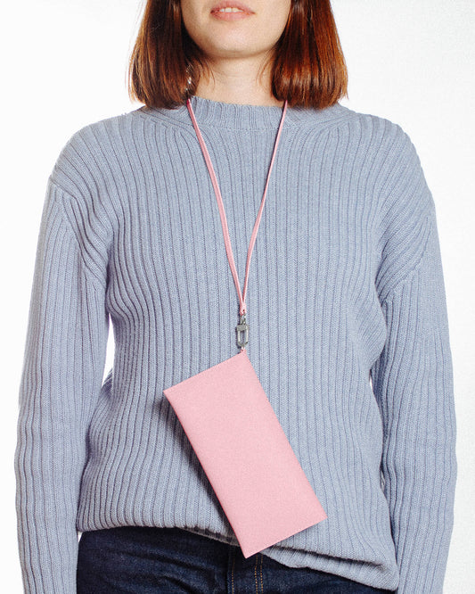 Portefeuille rose en matières recyclées - flat purse pink