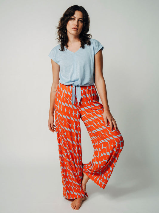 Pantalon ample en ecovero | multicolore "Floating flare palazzo trousers - red"