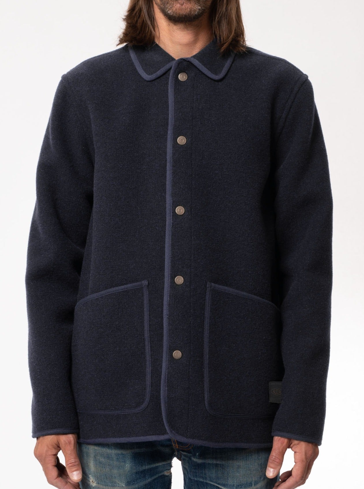 Veste marine en laine recyclée - Fred Cloth Jacket Navy - navy