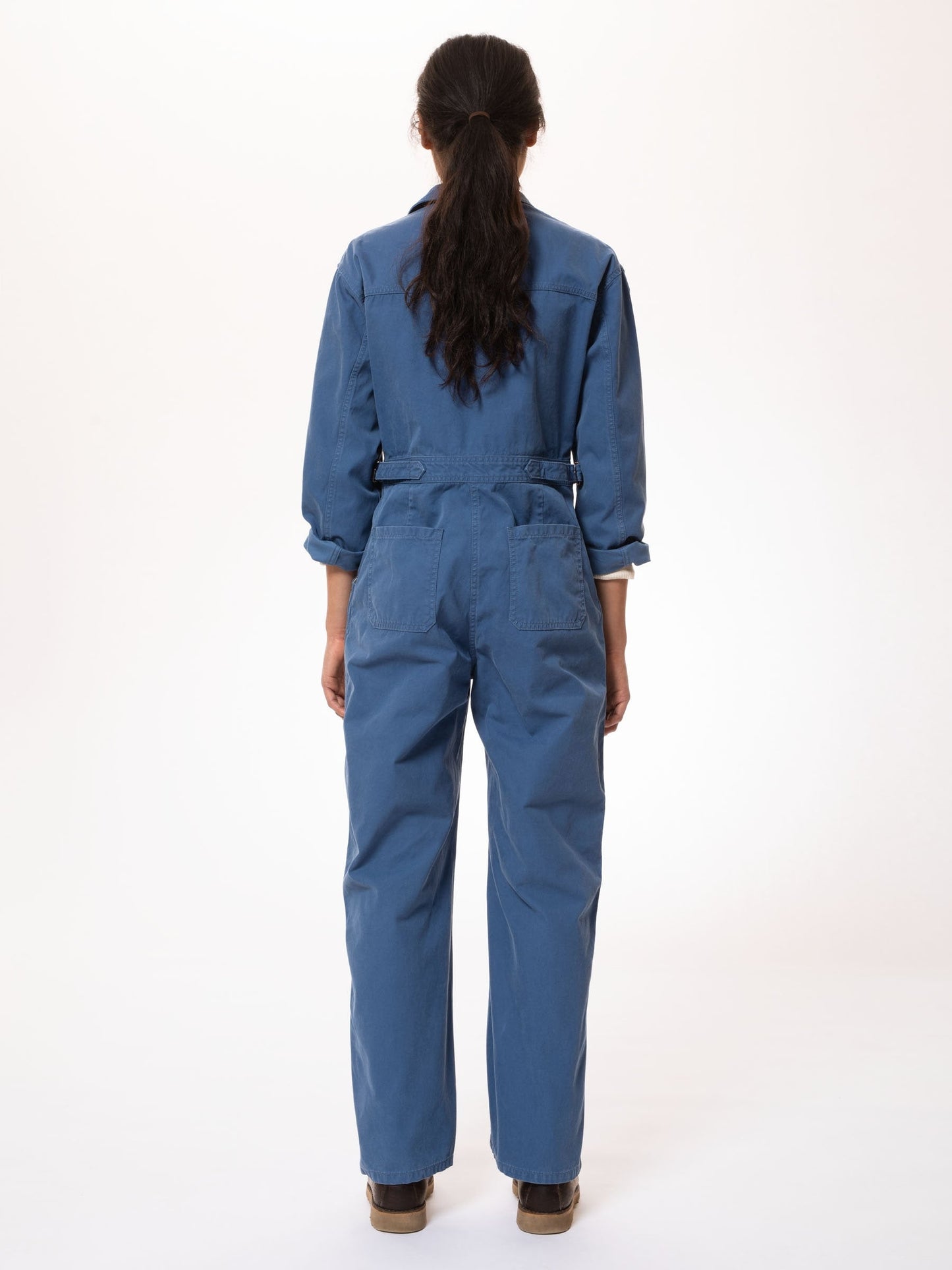 Combinaison style workwear bleue en coton bio - freya boiler suit french twill denim