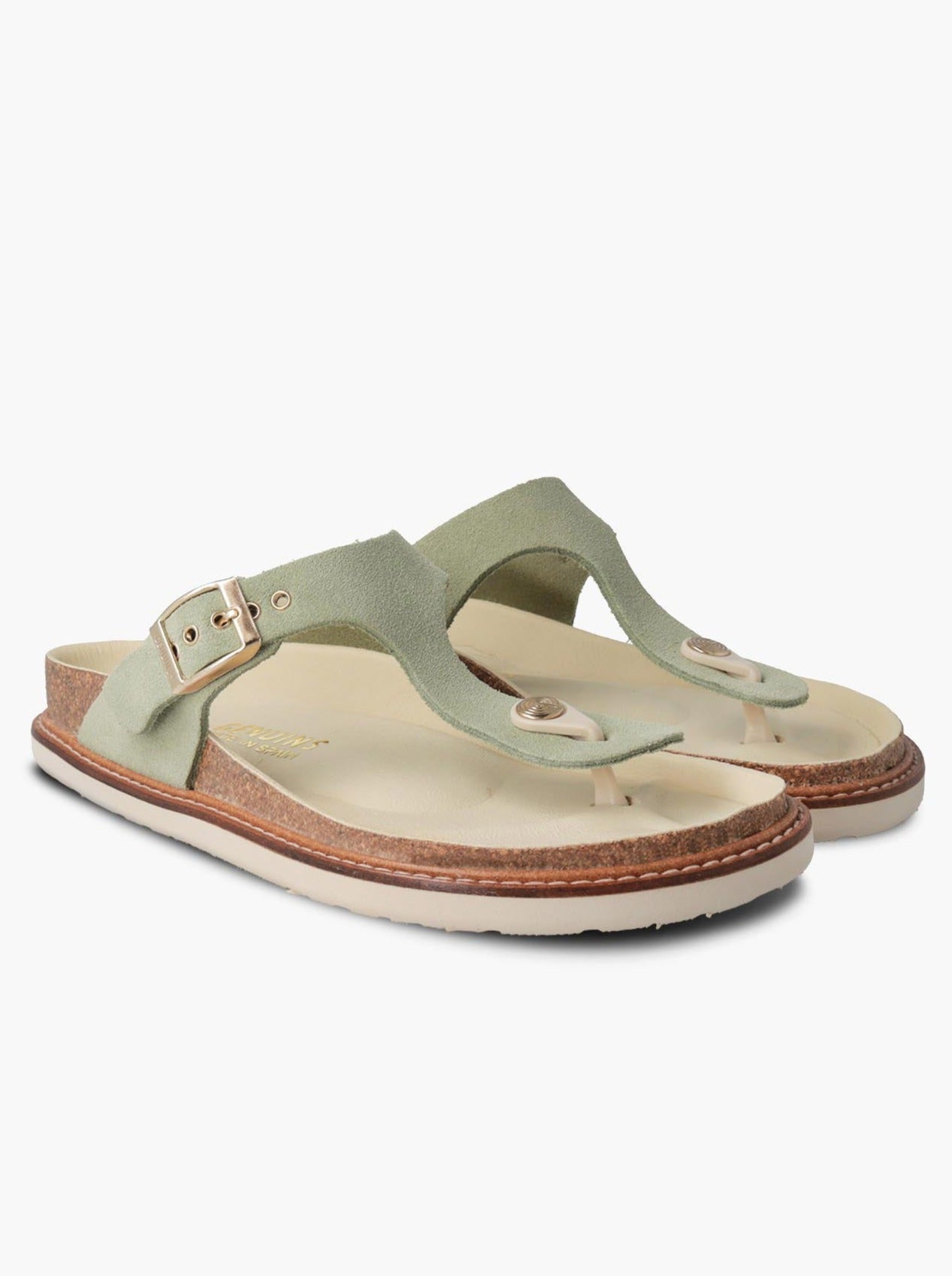 Sandales vertes en cuir certifié - rosas verde