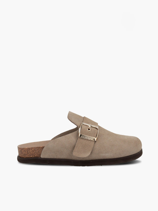 Sabots en cuir suède certifié | Sable "izar velour sand"