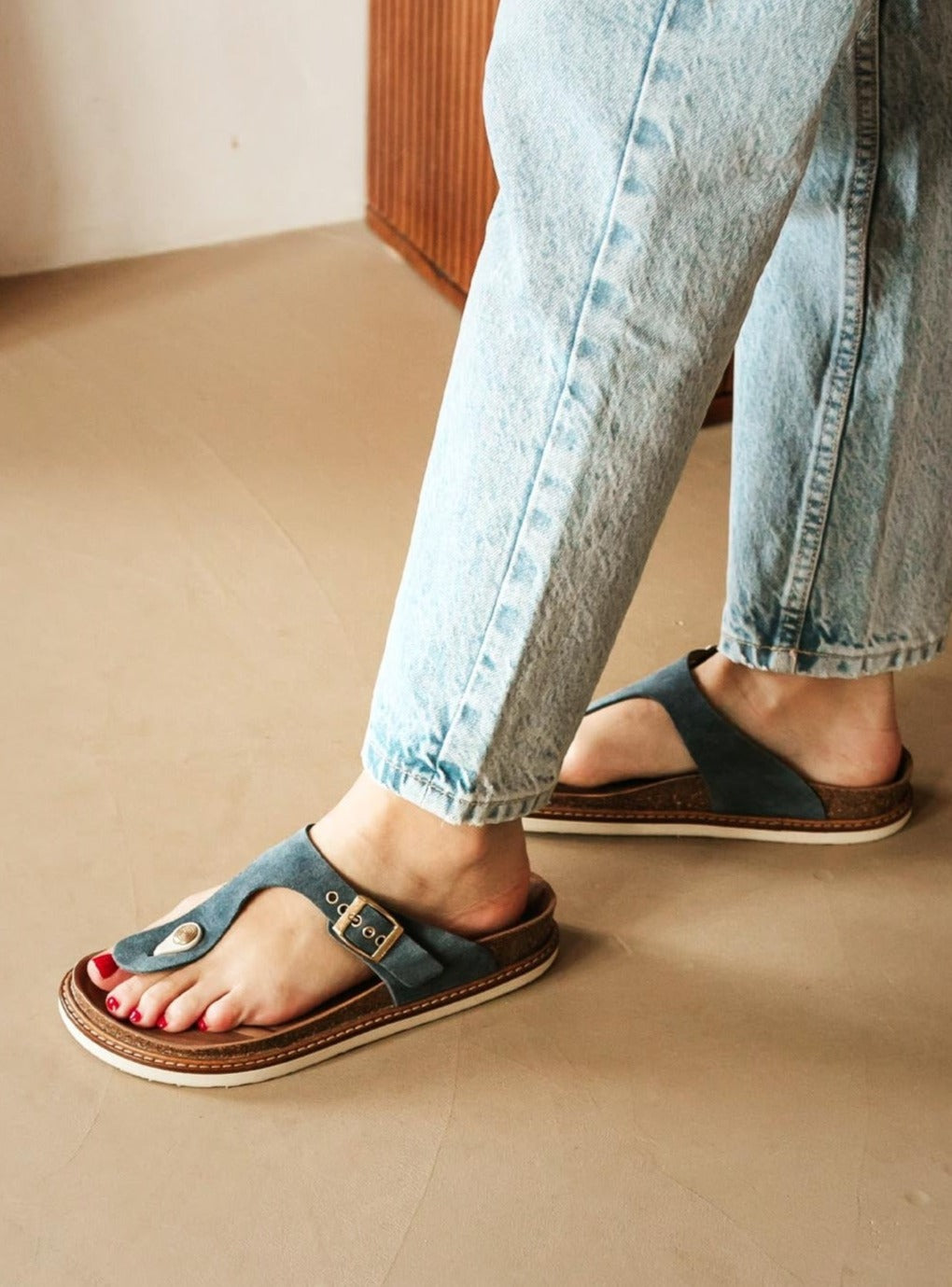 Sandales bleues en cuir certifié - rosas jeans