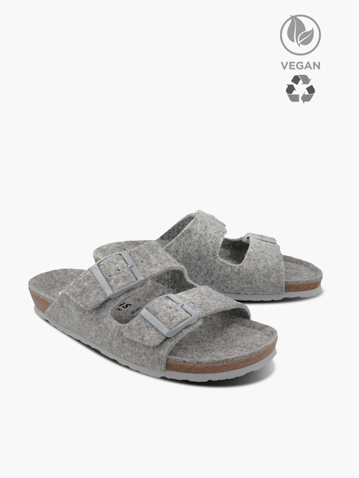 Sandales vegan en feutre recyclé | gris "hawaii - monochrome gray"