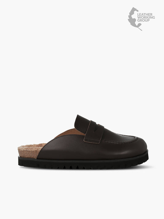 Sabots en cuir certifié | Noir "lois sheepskin black"