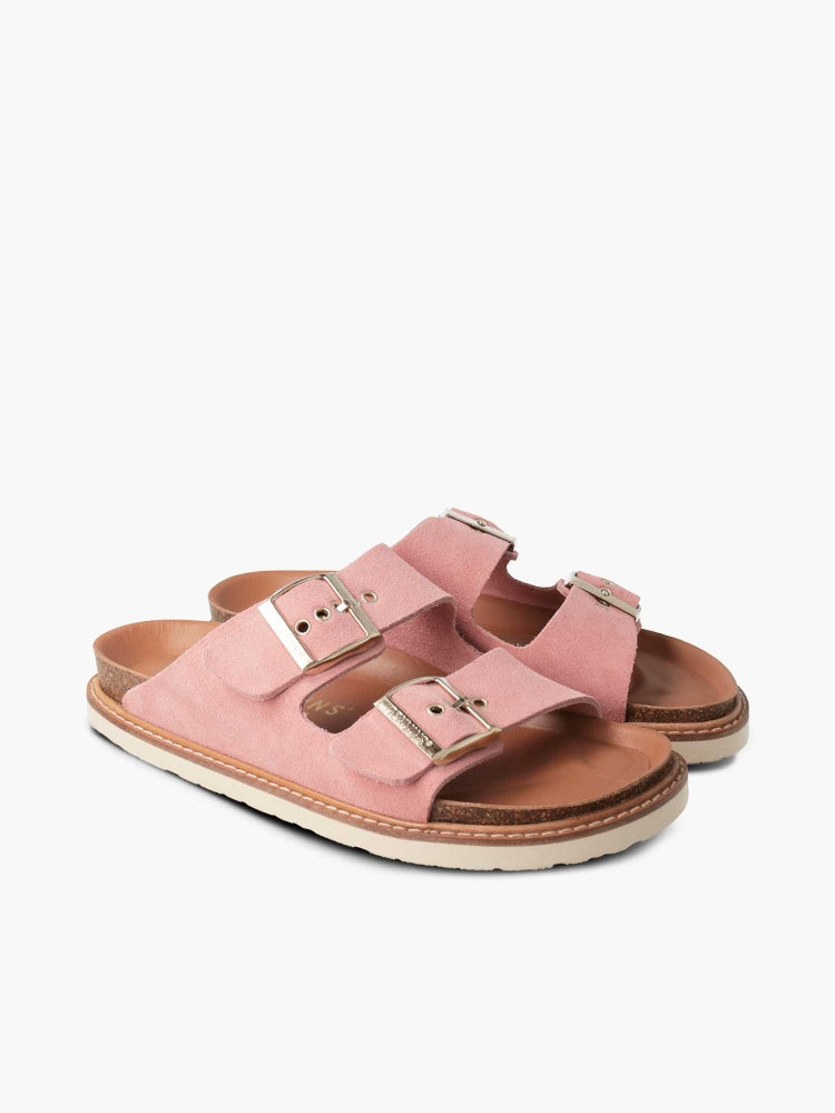 Sandales en cuir suède certifié | Rose "hawaii velour makeup"