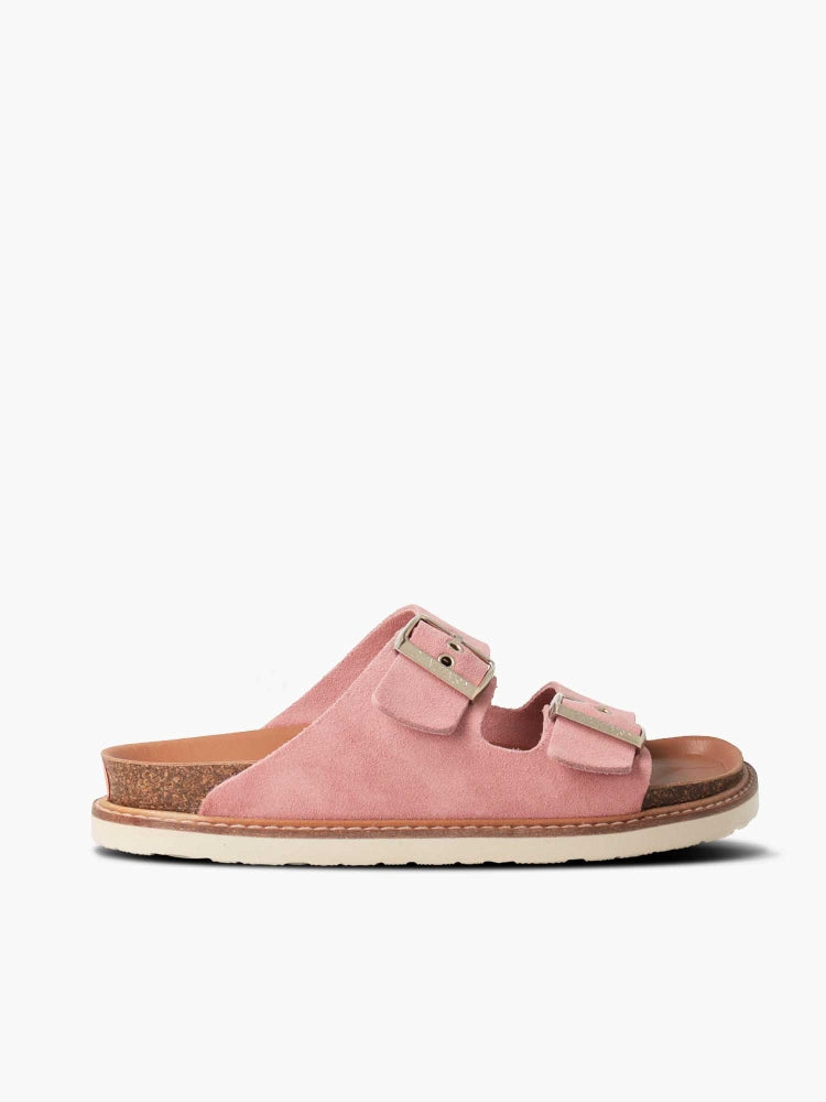 Sandales en cuir suède certifié | Rose "hawaii velour makeup"
