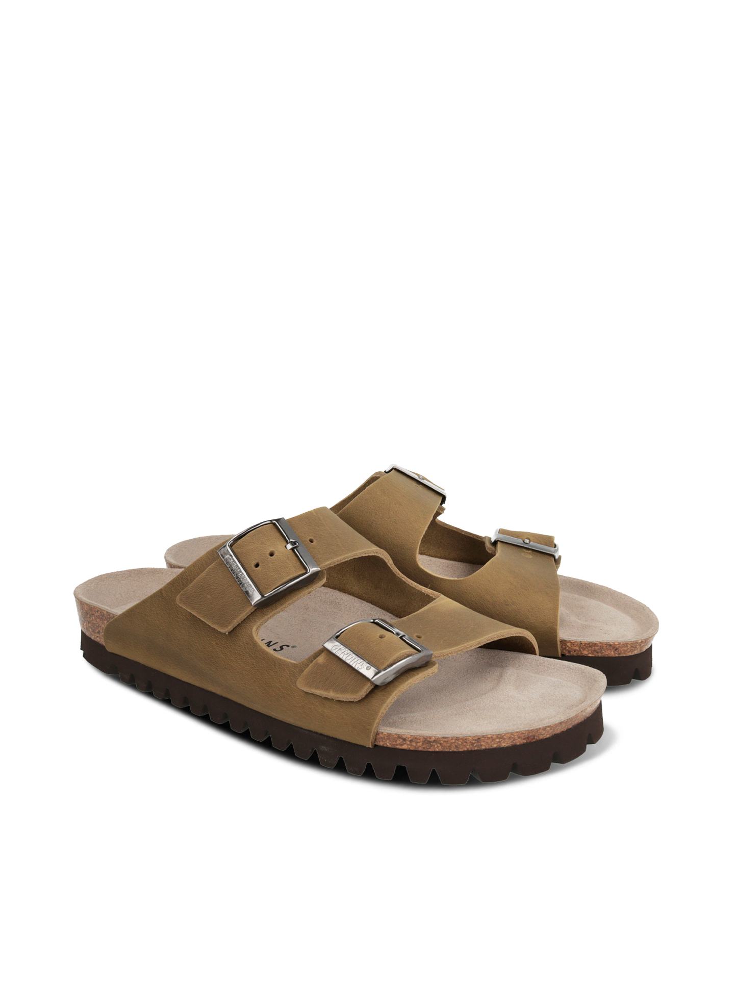 Sandales marron en cuir certifié | kaki "hawaii oiled leather kaki"
