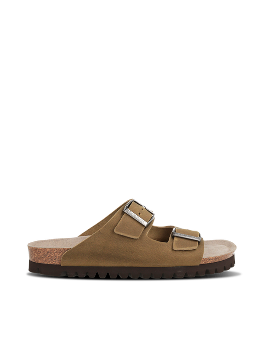 Sandales marron en cuir certifié | kaki "hawaii oiled leather kaki"