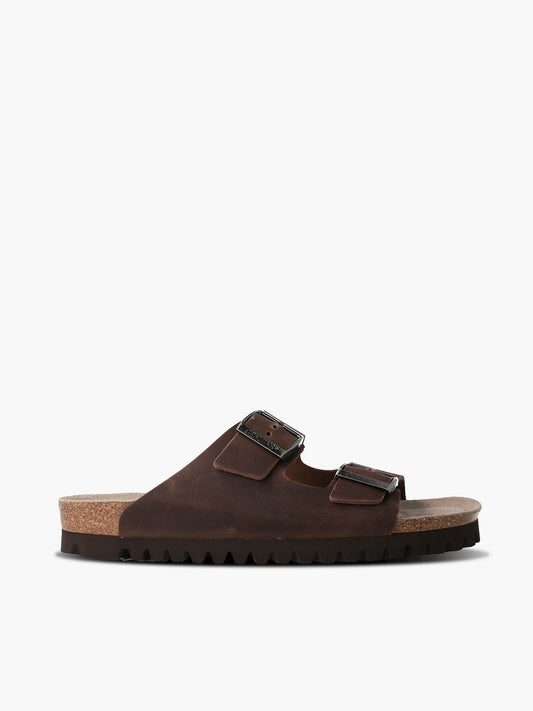 Sandales marron en cuir certifié - hawaii oiled habana