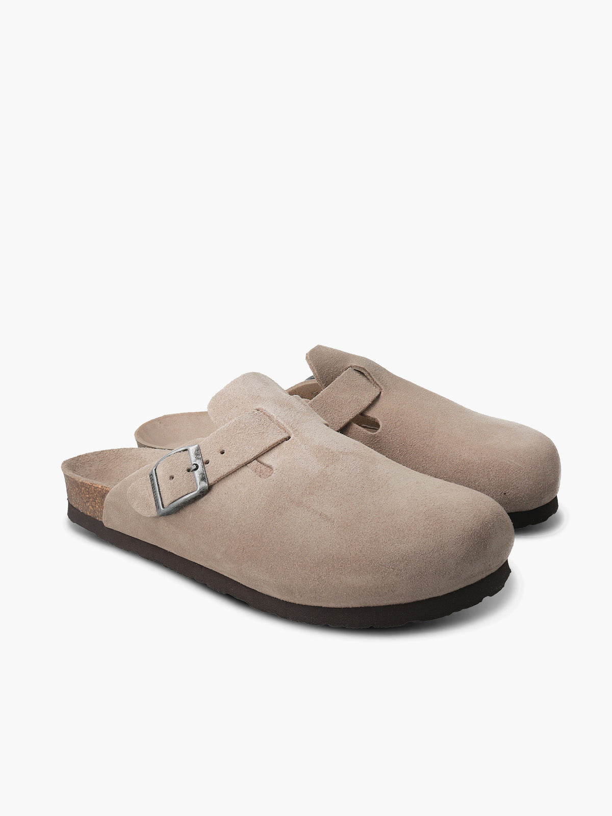Sabots en cuir certifié | marron "riva velour taupe"