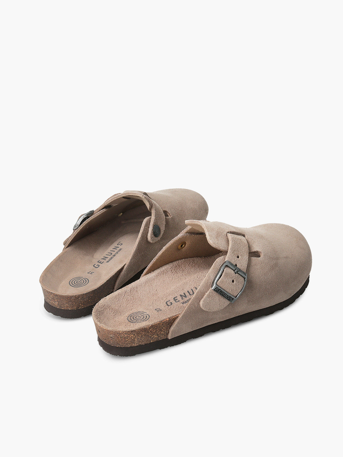 Sabots en cuir certifié | marron "riva velour taupe"