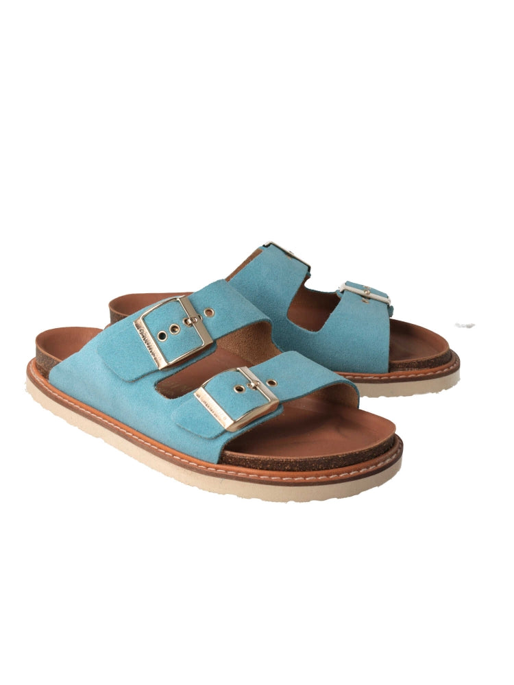 Sandales en cuir suède certifié | Bleu "hawaii velour caribe"