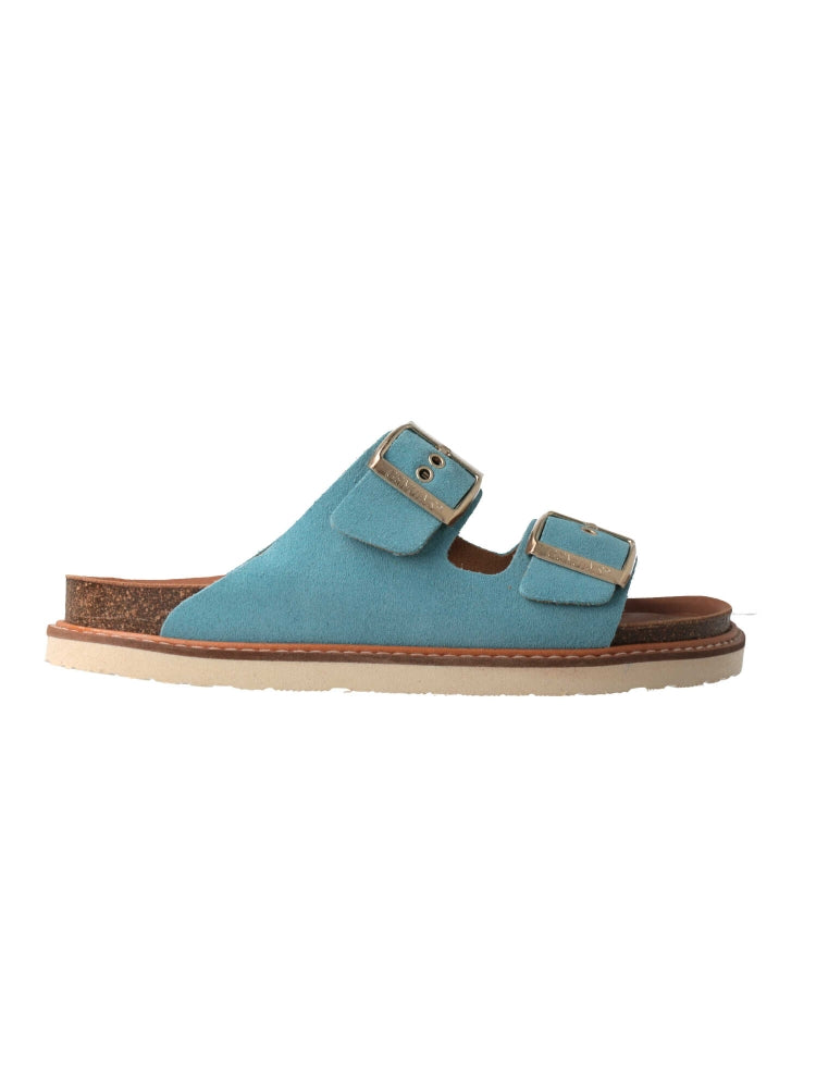 Sandales en cuir suède certifié | Bleu "hawaii velour caribe"