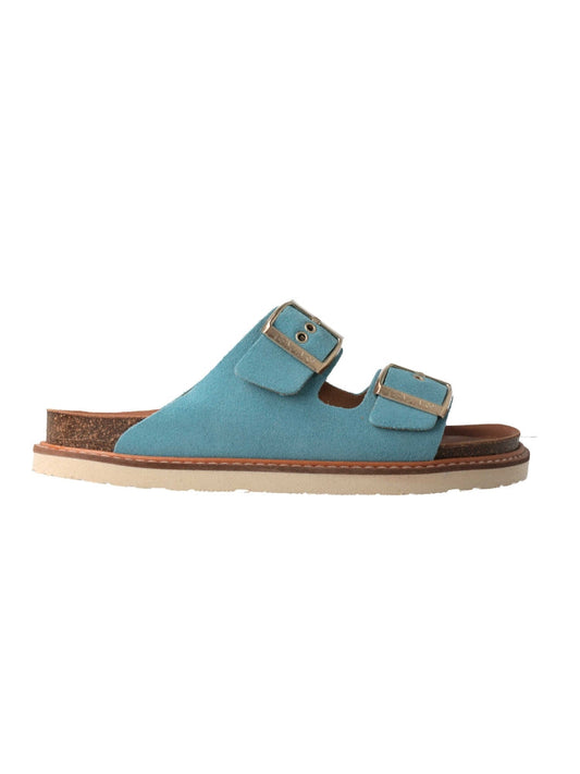 Sandales en cuir suède certifié | Bleu "hawaii velour caribe"