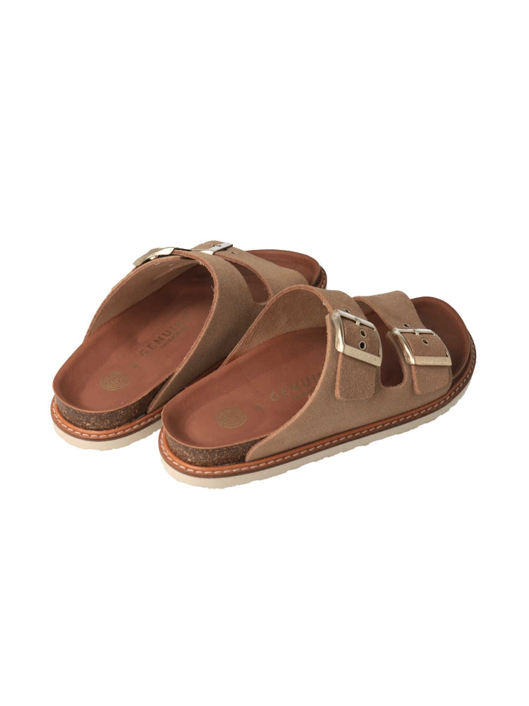 Sandales en cuir suède certifié | Beige "hawaii velour almond"