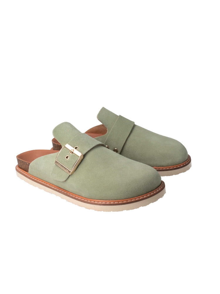 Sabots en cuir suède certifié | Vert "izar velour paradise"