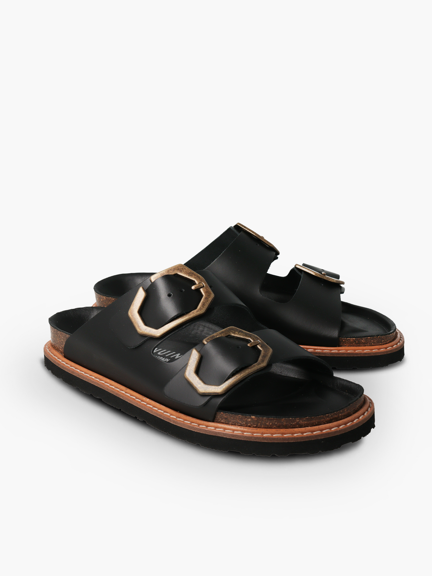 Sandales en cuir certifié | Noir "galia leather dress black"