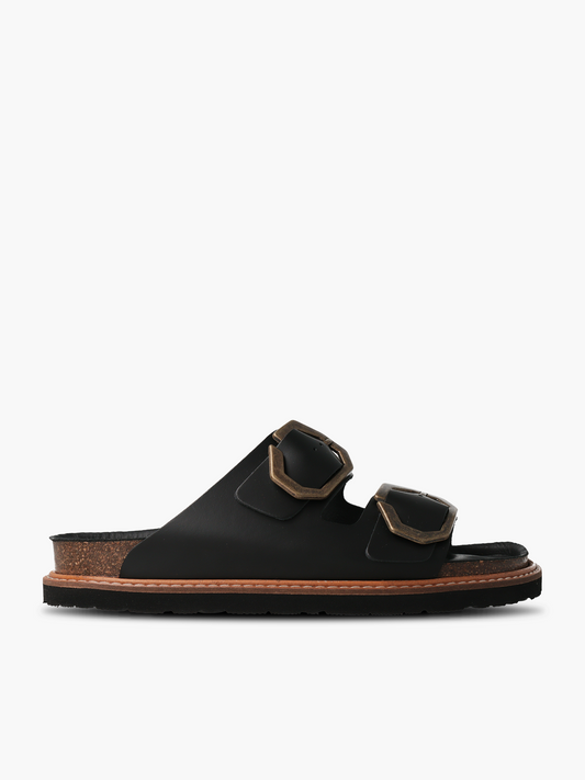 Sandales en cuir certifié | Noir "galia leather dress black"