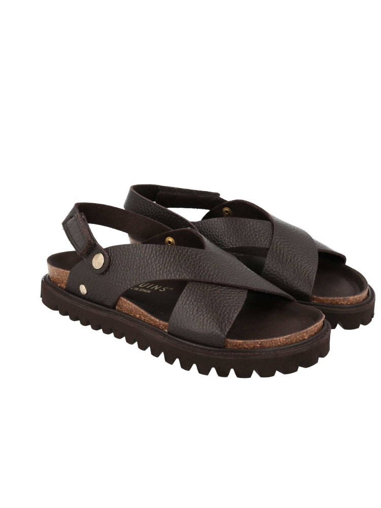 Sandales en cuir certifié | Marron foncé "fibonacci leather testa"