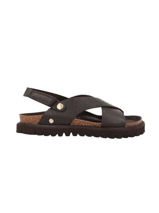 Sandales en cuir certifié | Marron foncé "fibonacci leather testa"