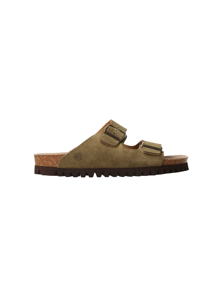 Sandales en cuir suède certifié | vert "hawaii velour kaki"