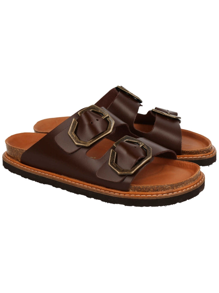 Sandales en cuir certifié | marron "galia leather chocolate"