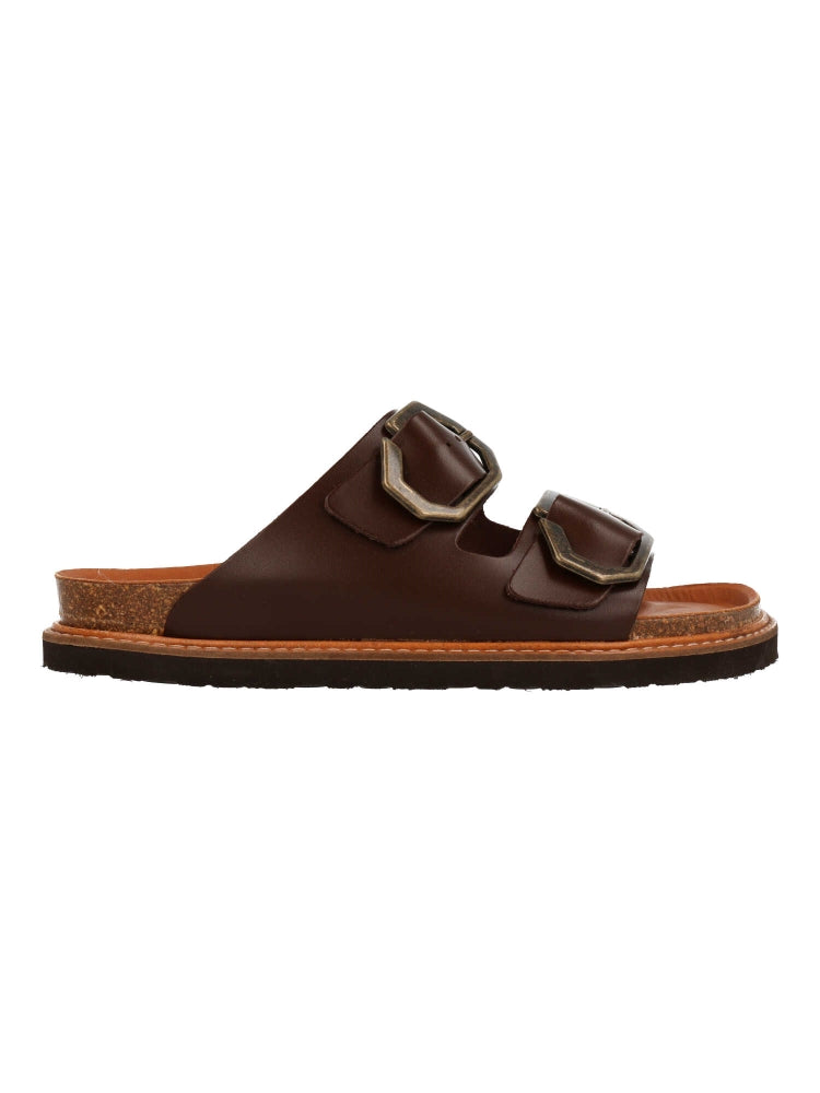 Sandales en cuir certifié | marron "galia leather chocolate"