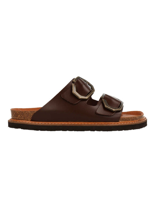 Sandales en cuir certifié | marron "galia leather chocolate"