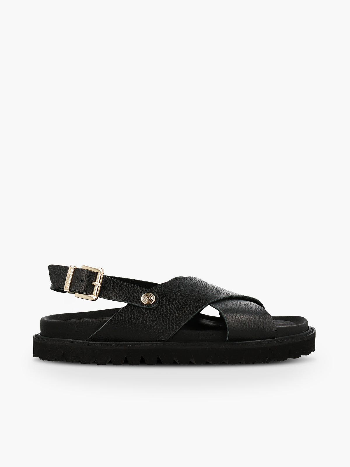Sandales en cuir certifié | noir "Melen embossed leather dark"