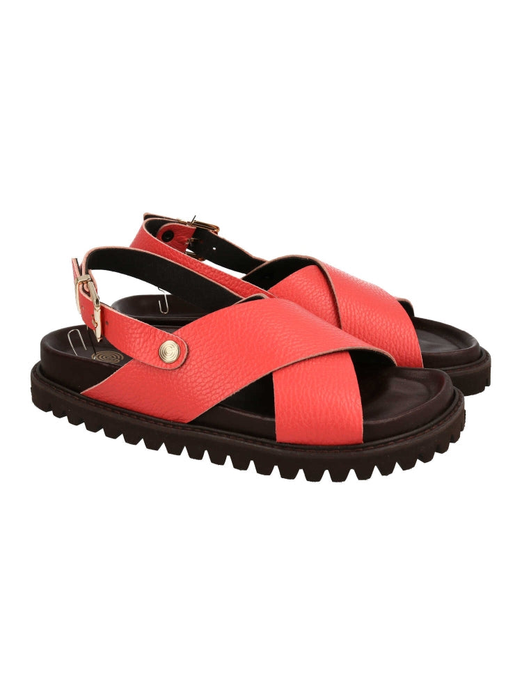 Sandales en cuir certifié | noir "melen embossed leather berry"