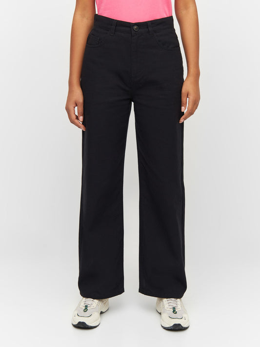 Pantalon ample en coton bio | Noir "gale straight canvas 5-pocket pants black jet"