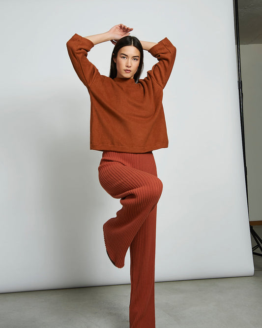 Pull ample manches 3/4 terracotta en coton bio - Ganymed