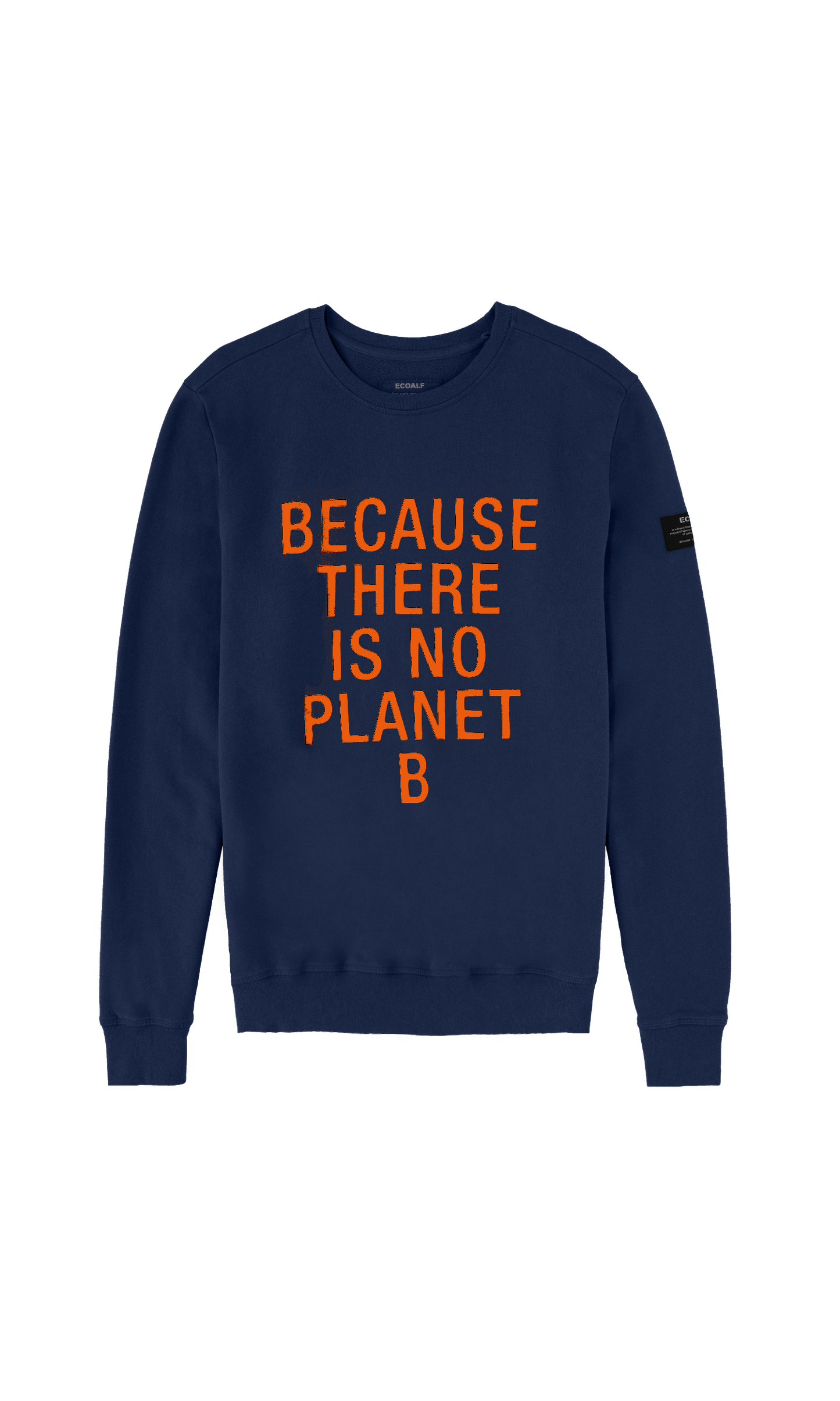 Sweat marine imprimé orange en coton bio - Because