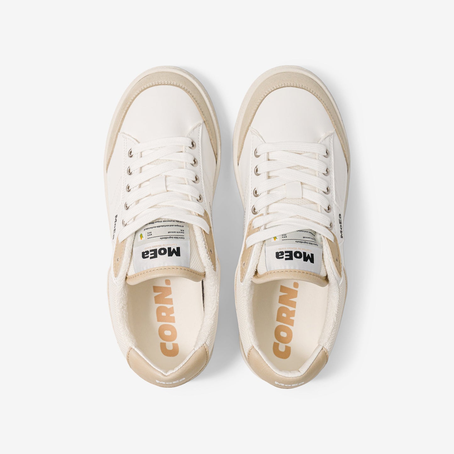 Baskets vegan en matière végétale | beige "gen3 corn white & beige"