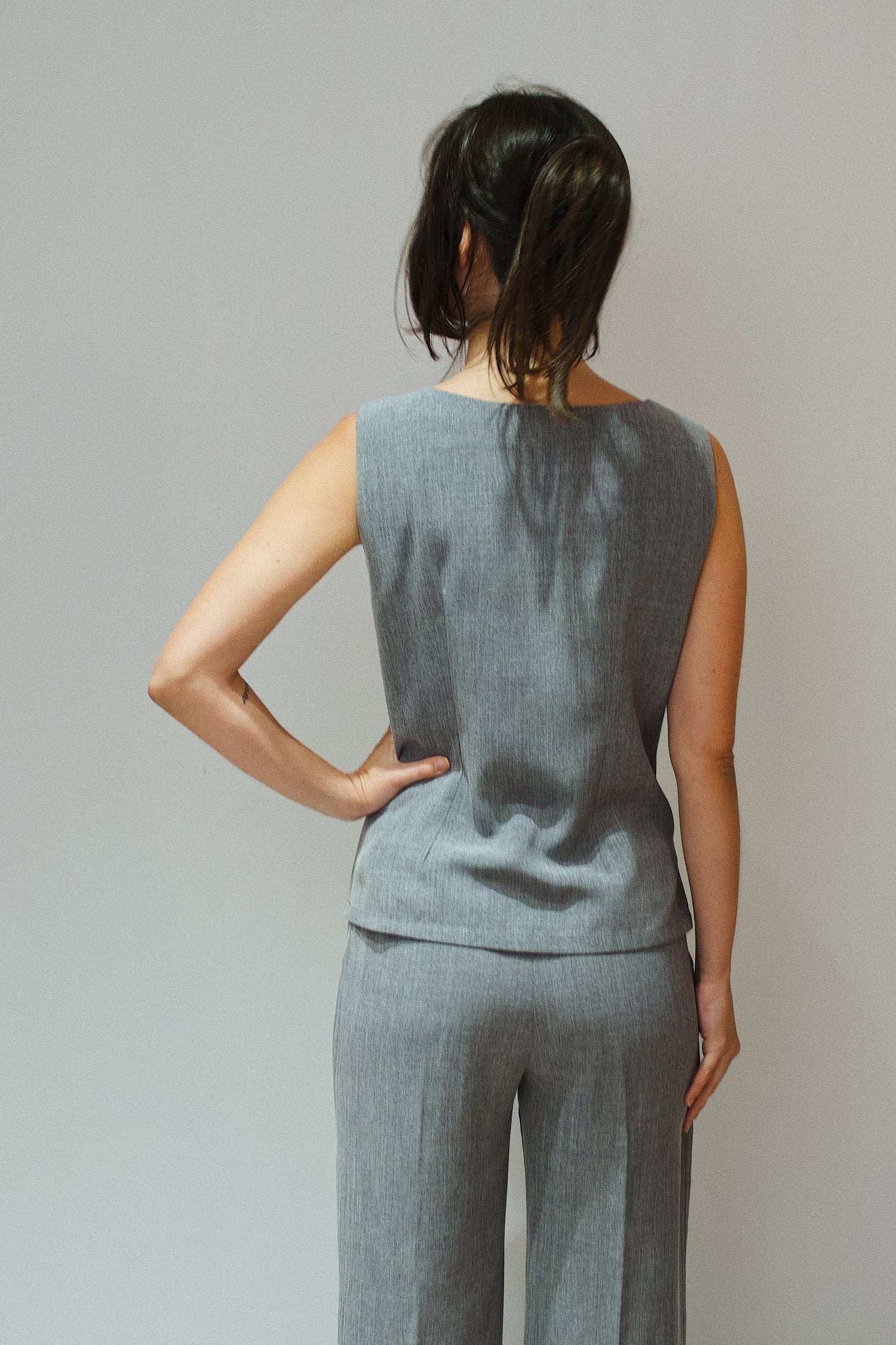 Top Gilet made in france en matière upcyclée | gris "lara"