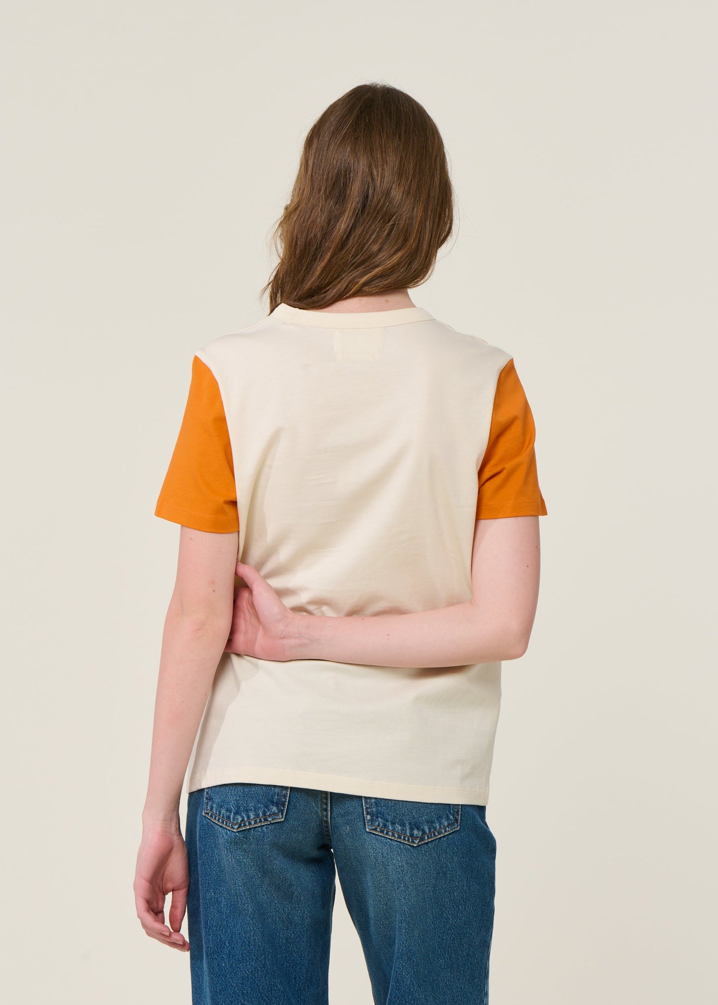 T-shirt en coton bio | bicolore "spectre - blanc/orange"
