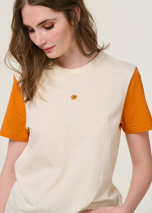 T-shirt en coton bio | bicolore "spectre - blanc/orange"