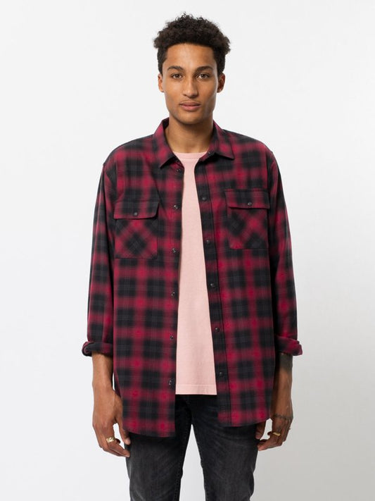 Chemise à carreaux rouge et noire en coton bio - gabriel