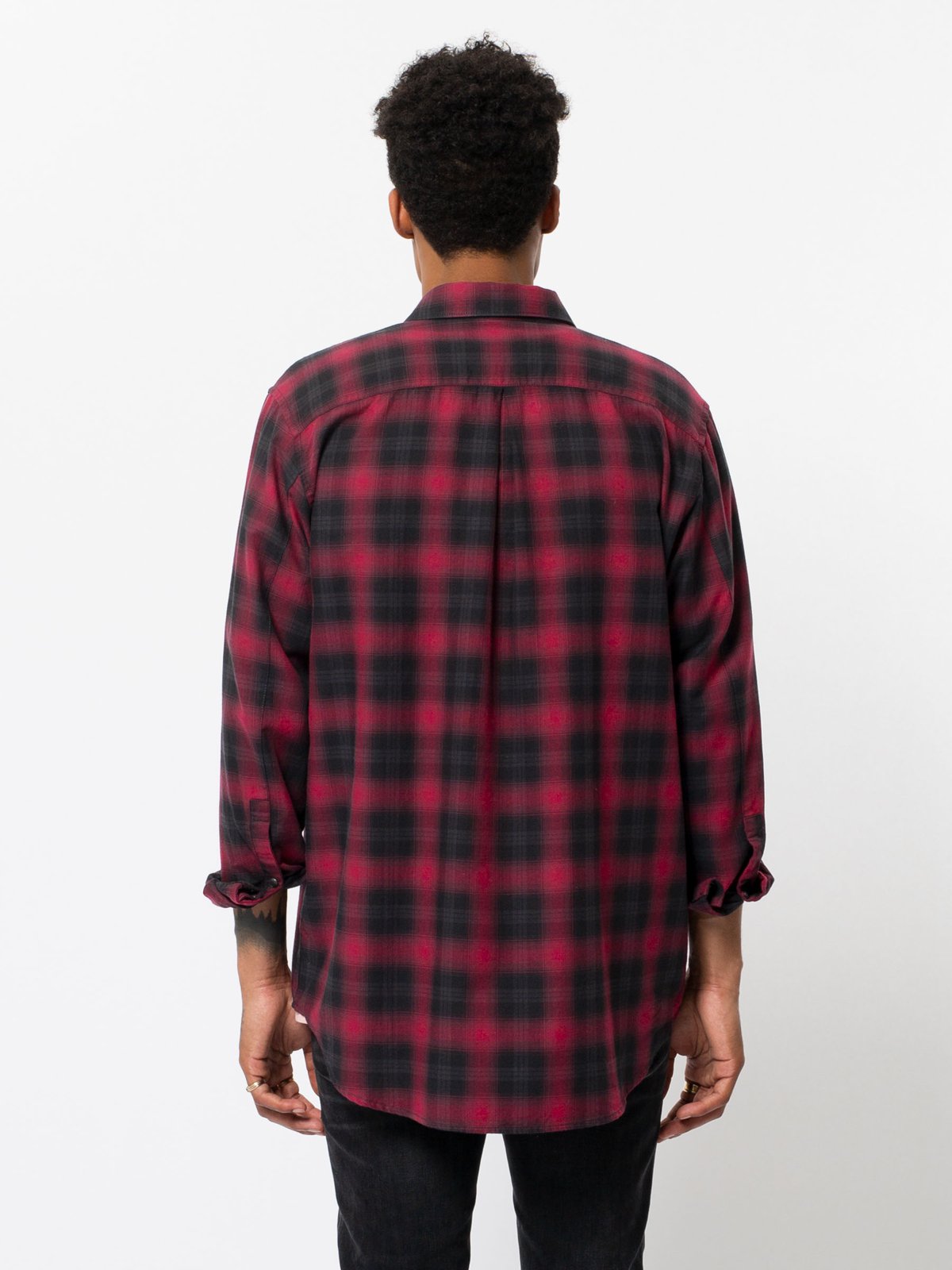 Chemise à carreaux rouge et noire en coton bio - gabriel