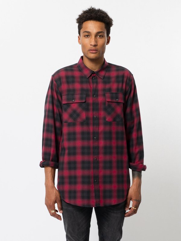 Chemise à carreaux rouge et noire en coton bio - gabriel