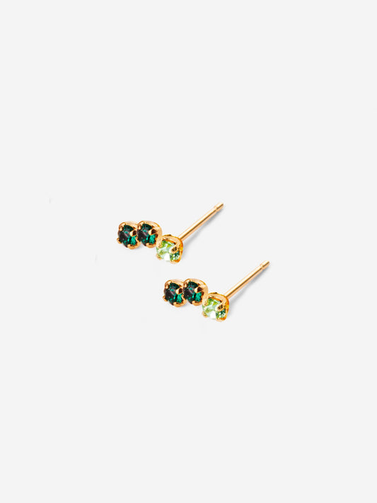 paire de boucles gaston vert - plaqué or
