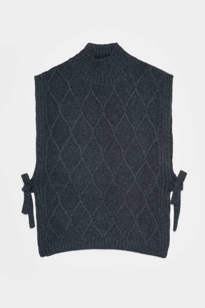 Pull sans manches en laine recyclée | gris "delia - grigio carbone"