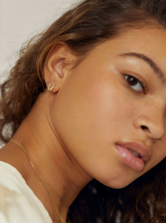 Boucles d'oreilles en or recyclé - Filigree Oval studs