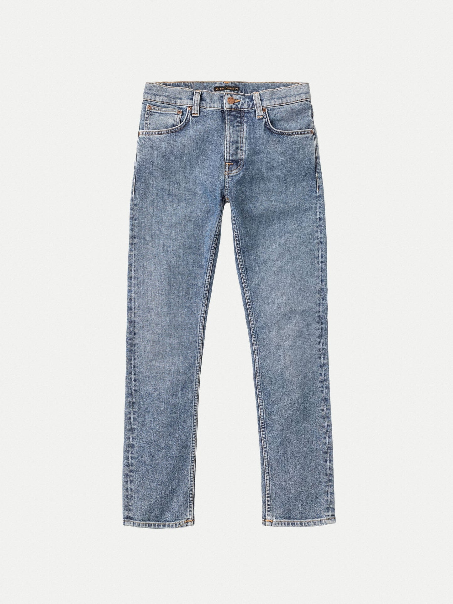 Jean slim bleu clair en coton bio - grim tim broken faded