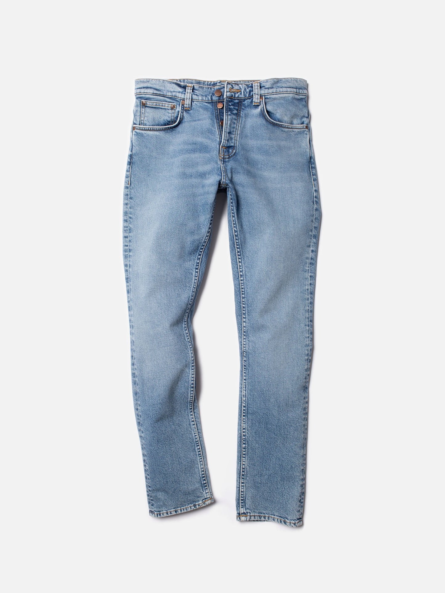 Jean slim bleu clair en coton bio - grim tim worn pale blue