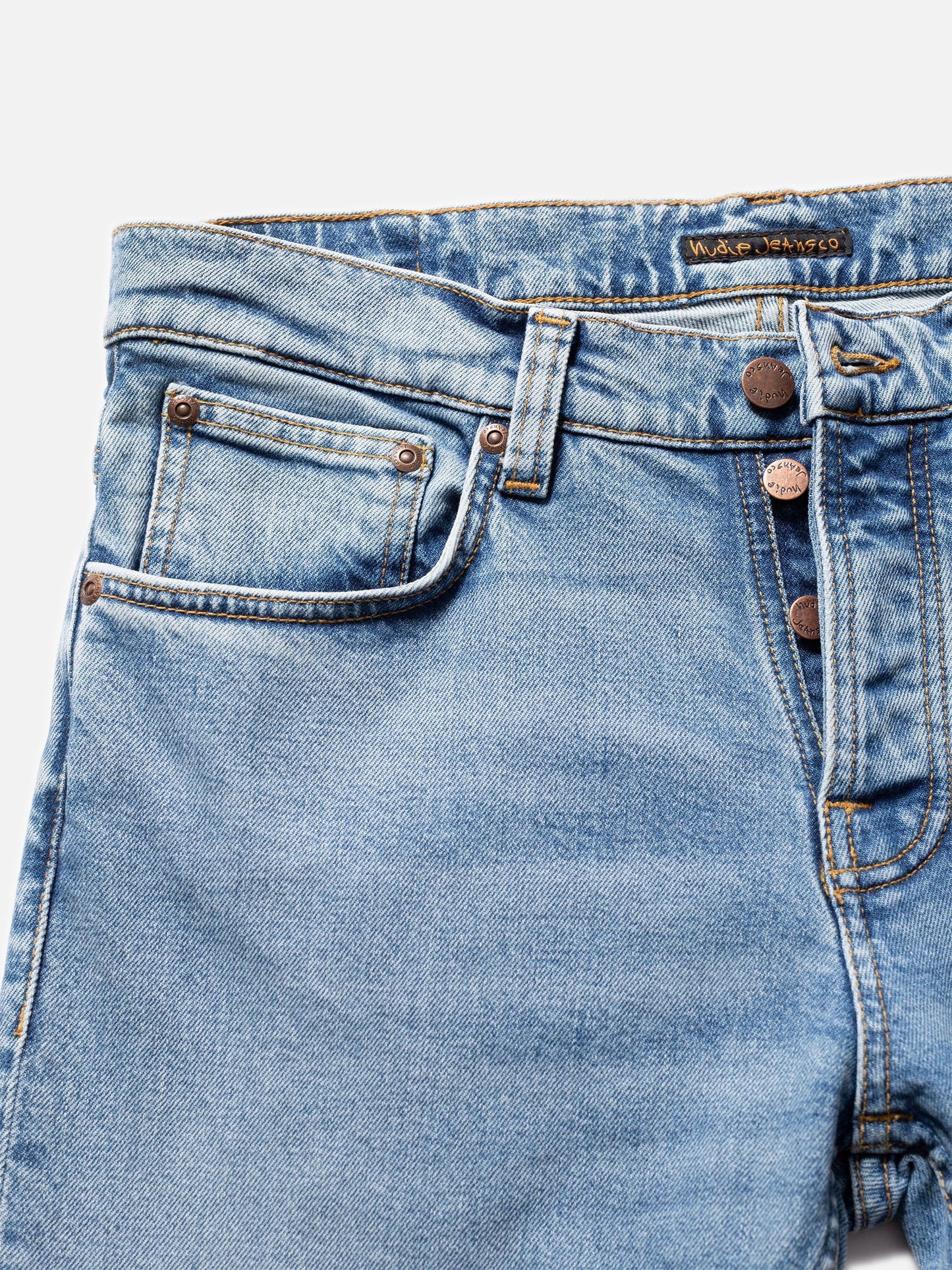 Jean slim bleu clair en coton bio - grim tim worn pale blue