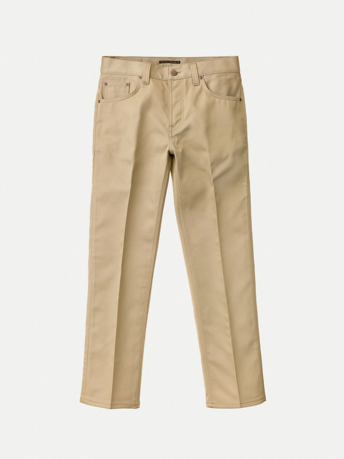 Pantalon twill droit beige en coton bio et matière recyclé - gritty jackson pressed beige