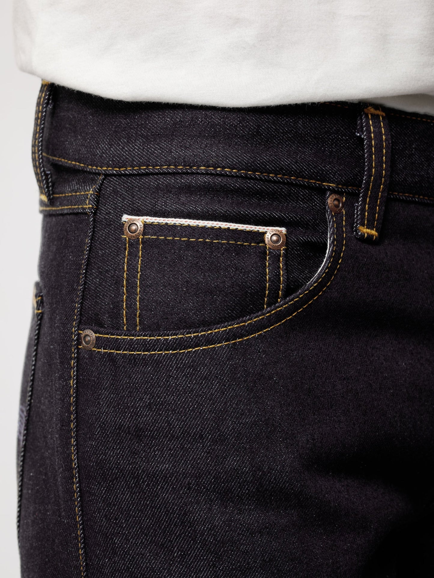 Jean droit toile selvedge en coton bio | brut "gritty jackson dry maze selvage"