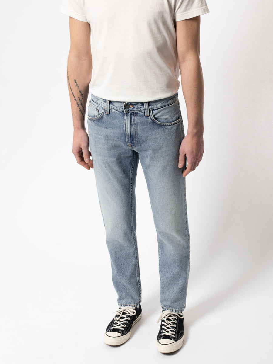 Jean droit bleu en coton bio - Gritty Jackson Dry light depot